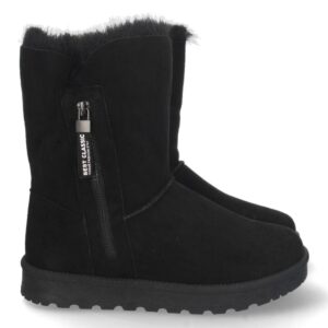Botin Australiano Forrado de Pelo y Cremallera en Negro