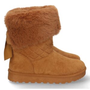 Botin Australiano Forrado de Pelo y Lazo en Camel