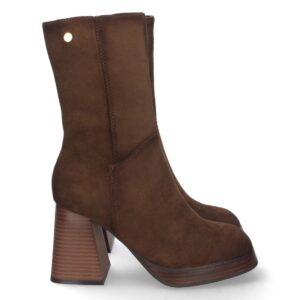 Botin de Tacon Ancho y Cremallera en Taupe