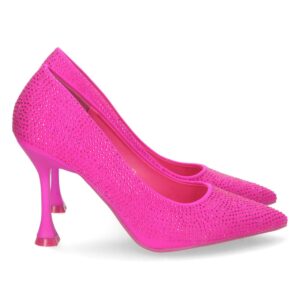 Zapato de Tacón Fino con Strass en Fucsia
