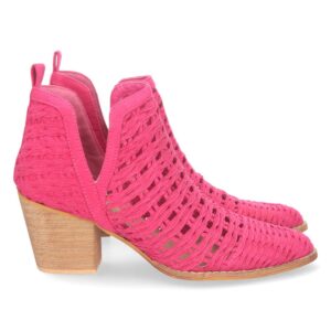 Botin Abierto con Calados y Tacon en Fucsia