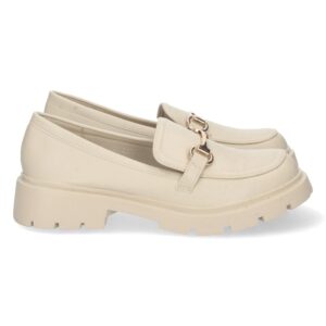Mocasín Plano con Detalle Metálico en Beige