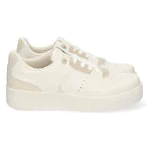 Zapatilla de Plataforma con Cordones en Beige