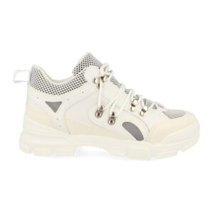 Zapatilla Mujer con Rejilla y Cordones en Blanco