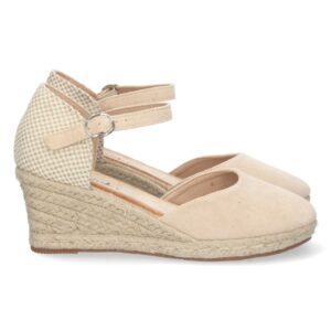 Sandalia de Cuña con Hebilla en Beige