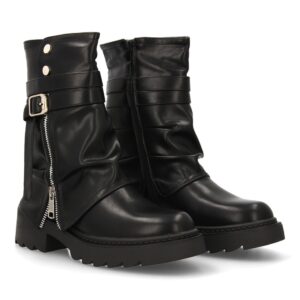 Bota motera con cremallera lateral en Negro
