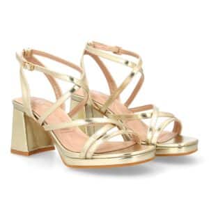 Sandalia de tacón para mujer elegante en Oro