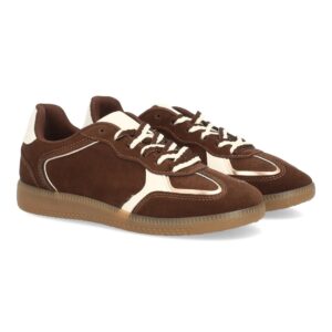 Zapatilla casual con cordón bitono en Marrón