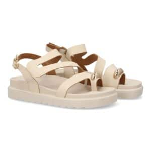 Sandalias cómodas de tiras mujer con adorno metálico