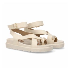 Sandalias cómodas de tiras mujer con adorno metálico