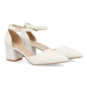 Zapato tacón cómodo elegante para mujer en Blanco