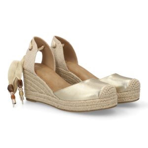 Sandalia valenciana cuña yute para mujer en Oro