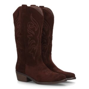 Botas altas cowboy con bordados western y tacón cómodo