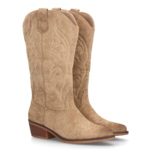 Botas altas cowboy con bordados western y tacón comodo