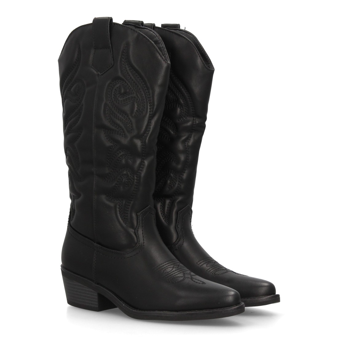 Botas altas cowboy con bordados western y tacón cómodo