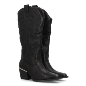 Botas altas cowboy tacón cómodo y detalle metálico