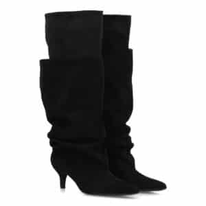 Botas altas tacón fino doble capa fruncida mujer