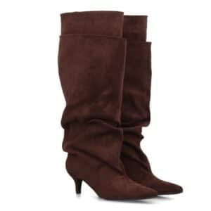Botas altas tacón fino doble capa fruncida mujer