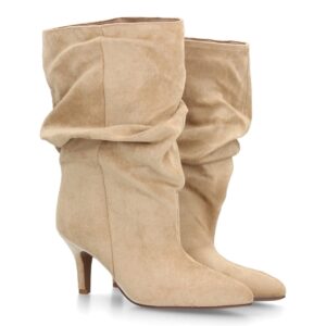 Botas altas fruncidas con tacón fino para mujer en Verde
