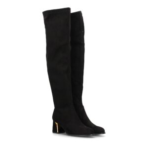 Botas altas ajustadas mosqueteras con tacón ancho