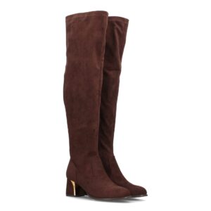 Botas altas ajustadas mosqueteras con tacón ancho