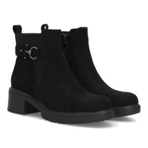 Botines para mujer con hebilla y tacón en Negro