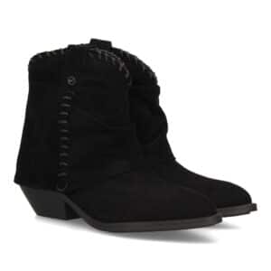 Botines cowboy con costuras decorativas en Negro