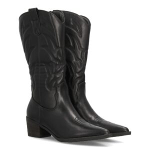 Botas cowboy bordadas de caña media en Negro