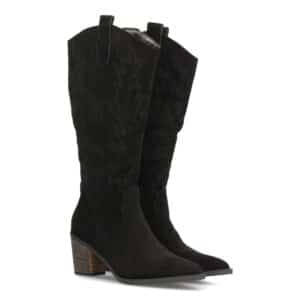 Botas altas cowboy con bordados western en Negro