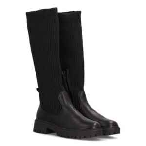 Botas altas elásticas con suela chunky en Negro