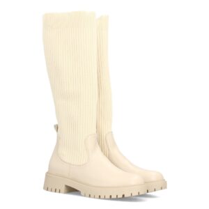 Botas altas elásticas con suela chunky en Beige