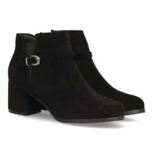 Botines elegantes con hebilla y tacón en Negro