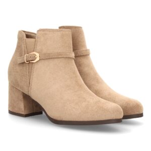 Botines elegantes con hebilla y tacón en Verde