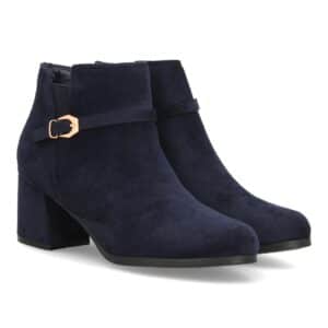 Botines elegantes con hebilla y tacón en Azul