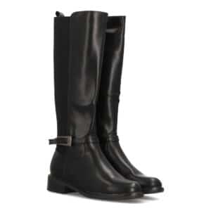 Botas altas elásticas estilo hípica con hebilla en Negro