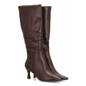 Botas altas elegantes de tacón fino para mujer en Marrón