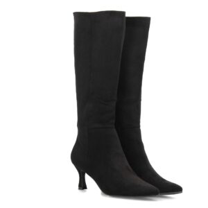 Botas altas elegantes de antelina con tacón fino