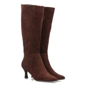 Botas altas elegantes de antelina con tacón fino