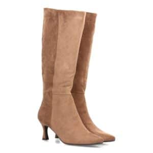 Botas altas elegantes de antelina con tacón fino