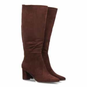 Botas altas elegantes de antelina con tacón ancho