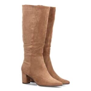 Botas altas elegantes de antelina con tacón ancho