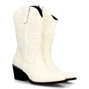 Botas cowboy bordadas con tacón ancho para mujer