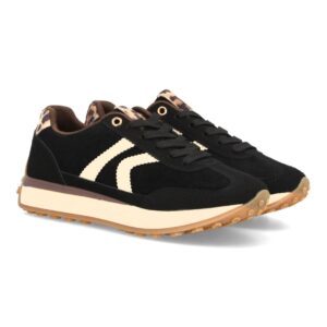 Zapatillas casual retro con cordones para mujer en Negro