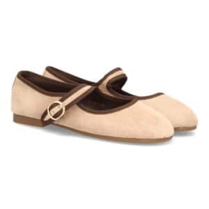 Bailarinas barefoot mujer con hebilla ajustable en Beige