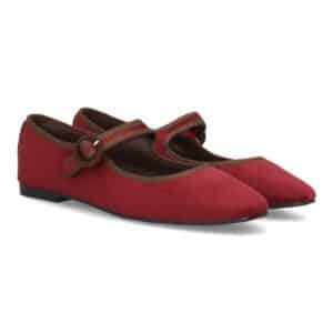 Bailarinas mujer con hebilla circular ajustable en Rojo