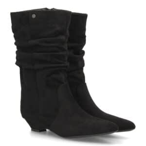 Botas mujer fruncidas con tacón en Negro