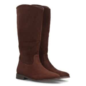Botas fruncidas de tacón ancho para mujer en Marrón